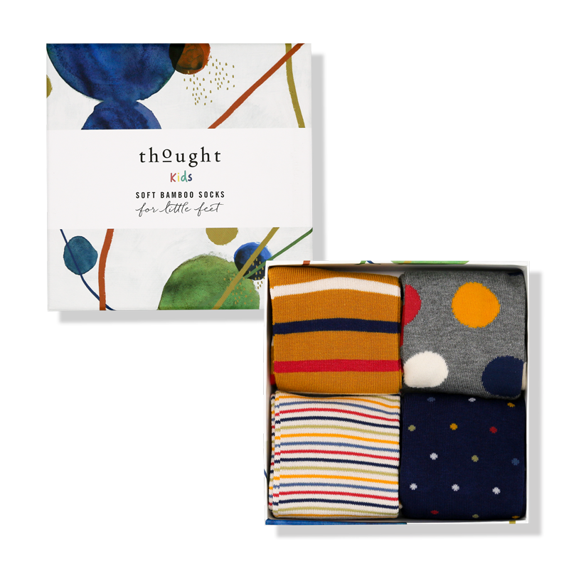 Shay Bamboo Organic Cotton Blend Kids' Socks Gift Box (4 Pairs)